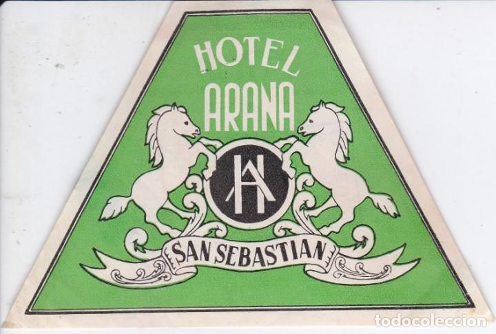 Etiquetas antiguas: ANTIGUA ETIQUETA DEL HOTEL ARANA DE SAN SEBASTIAN