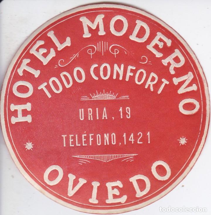 Etiquetas antiguas: ANTIGUA ETIQUETA DEL HOTEL MODERNO DE OVIEDO (ASTURIAS)