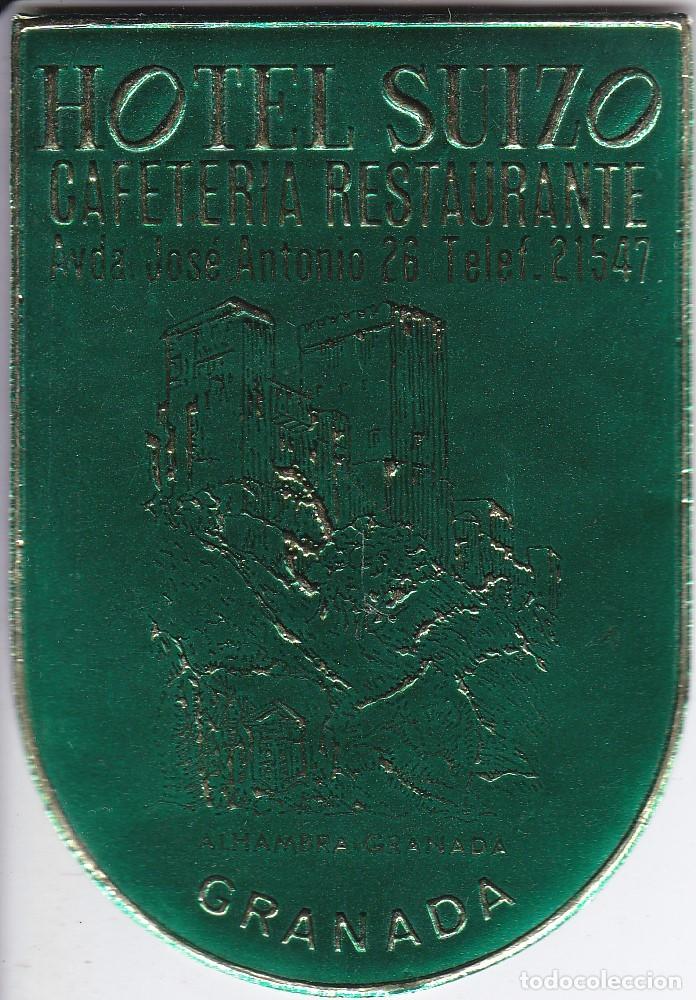 Etiquetas antiguas: ANTIGUA ETIQUETA DEL HOTEL SUIZO DE GRANADA