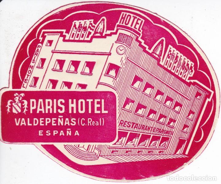 Etiquetas antiguas: ANTIGUA ETIQUETA DEL HOTEL PARIS DE VALDEPE&Ntilde;AS (CIUDAD REAL)