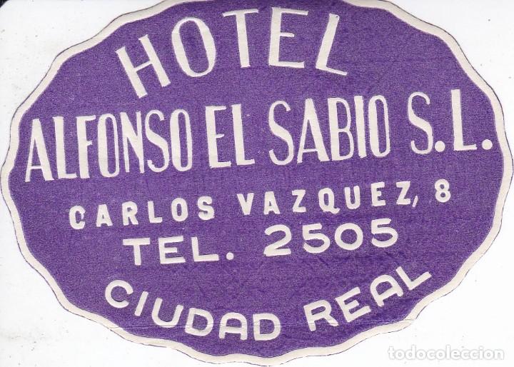Etiquetas antiguas: ANTIGUA ETIQUETA DEL HOTEL ALFONSO EL SABIO DE CIUDAD REAL