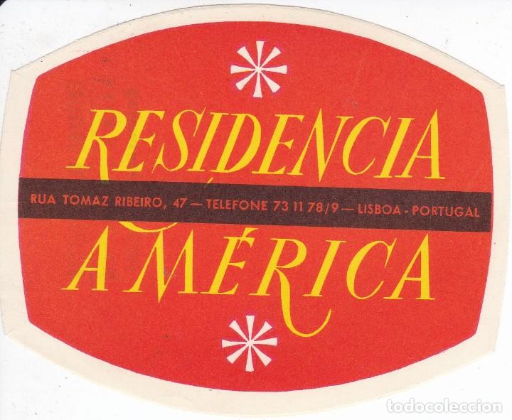 Etiquetas antiguas: ANTIGUA ETIQUETA DEL HOTEL RESIDENCIA AMERICA DE LISBOA - PORTUGAL