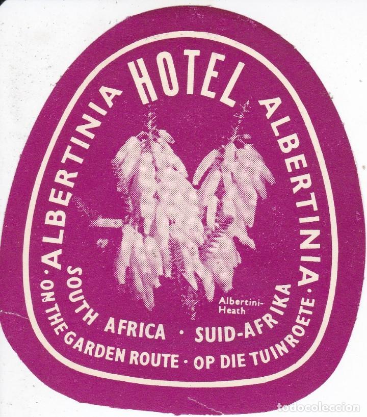 Etiquetas antiguas: ANTIGUA ETIQUETA DEL HOTEL ALBERTINIA DE SURAFRICA