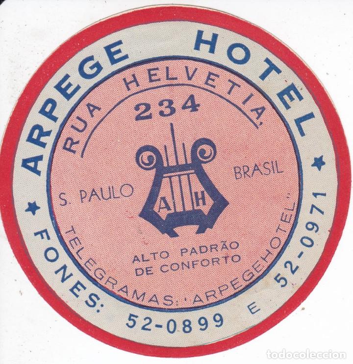 Etiquetas antiguas: ANTIGUA ETIQUETA DEL HOTEL ARPEGE DE SAO PAULO - BRASIL