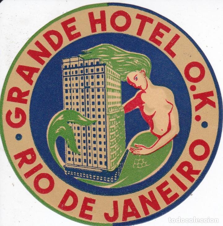 Etiquetas antiguas: ANTIGUA ETIQUETA DEL HOTEL OK DE RIO DE JANEIRO - BRASIL (PEQUE&Ntilde;A)