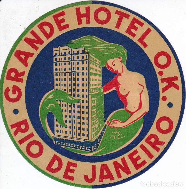 Etiquetas antiguas: ANTIGUA ETIQUETA DEL HOTEL OK DE RIO DE JANEIRO - BRASIL (GRANDE)