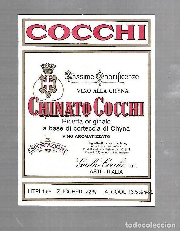 Etichette antiche: ETIQUETA DE VINO. COCCHI. CHINATO COCCHI. VINO ALLA CHYNA. ITALIA