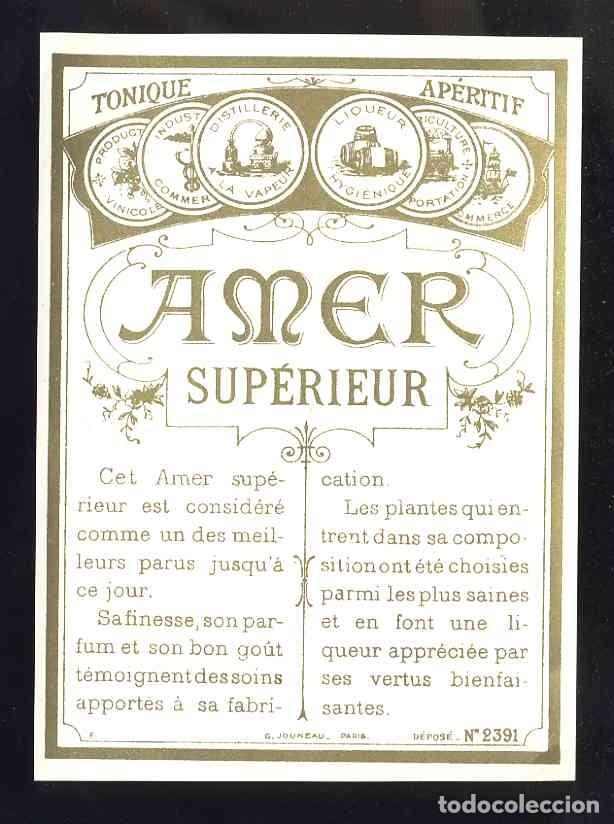 Etiquetas antiguas: Etiqueta de licor: Tonico AMER SUPERIEUR