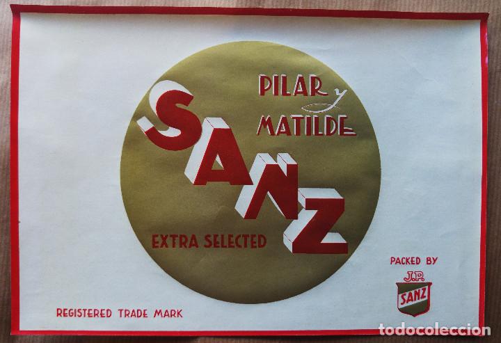 Etiquetas antiguas: PILAR Y MATILDE SANZ EXTRA SELECTED PACKED BY J. P. SANZ ETIQUETA DE NARANJA A&Ntilde;OS 50