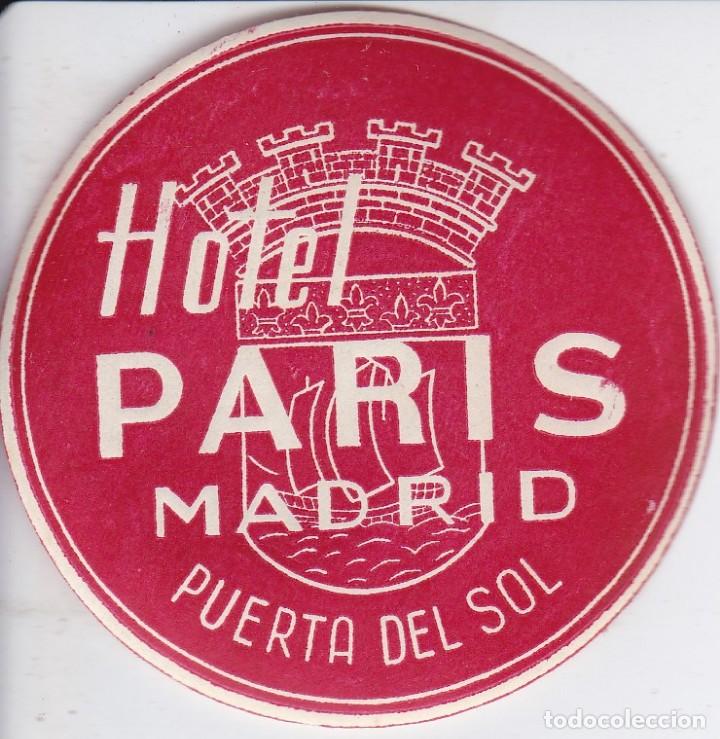 Etiquetas antiguas: ANTIGUA ETIQUETA DEL HOTEL PARIS DE MADRID