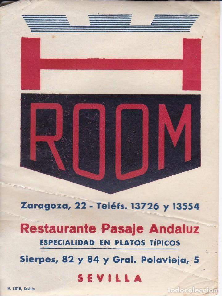 Etiquetas antiguas: ANTIGUA ETIQUETA DEL HOTEL RESTAURANTE ROOM DE SEVILLA