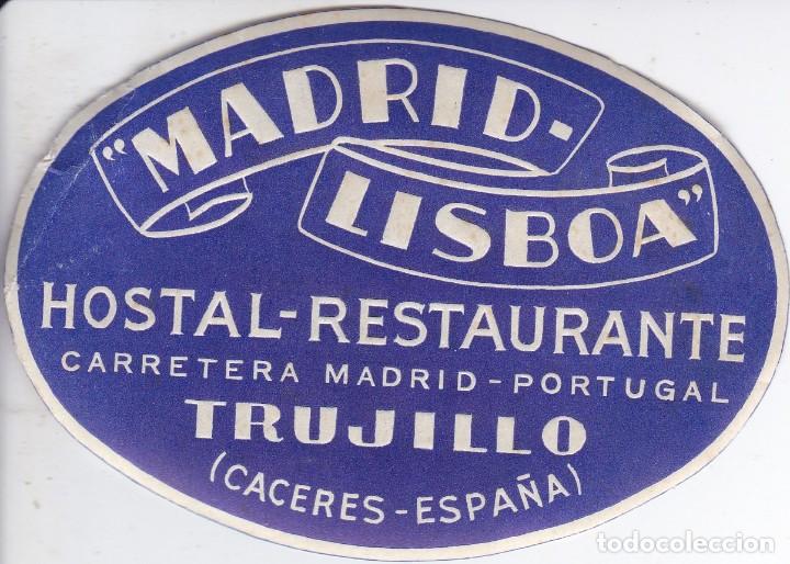 Etiquetas antiguas: ANTIGUA ETIQUETA DEL HOTEL MADRID-LISBOA DE TRUJILLO (CACERES)