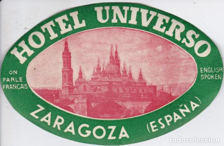 Etiquetas antiguas: ANTIGUA ETIQUETA DEL HOTEL UNIVERSO DE ZARAGOZA