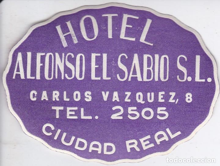 Etiquetas antiguas: ANTIGUA ETIQUETA DEL HOTEL ALFONSO EL SABIO DE CIUDAD REAL