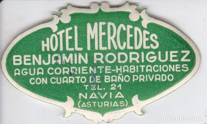 Etiquetas antiguas: ANTIGUA ETIQUETA DEL HOTEL MERCEDES DE NAVIA (ASTURIAS)