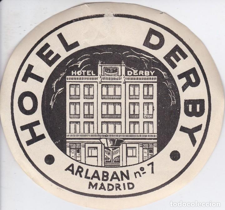 Etiquetas antiguas: ANTIGUA ETIQUETA DEL HOTEL DERBY DE MADRID