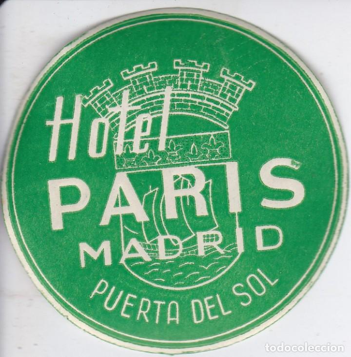 Etiquetas antiguas: ANTIGUA ETIQUETA DEL HOTEL PARIS DE MADRID