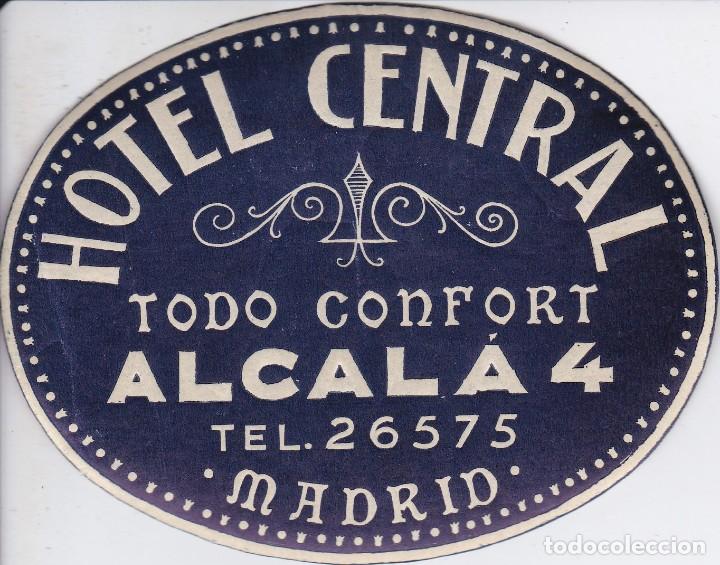 Etiquetas antiguas: ANTIGUA ETIQUETA DEL HOTEL CENTRAL DE MADRID