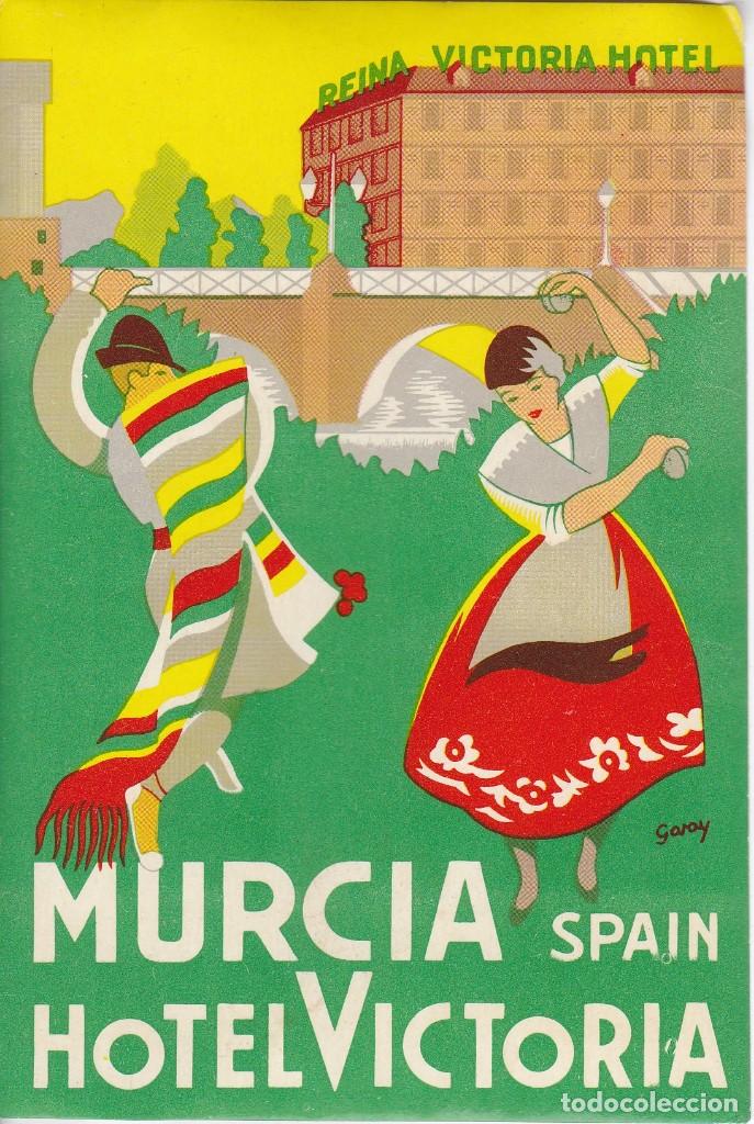 Etiquetas antiguas: ANTIGUA ETIQUETA DEL HOTEL VICTORIA (MURCIA)