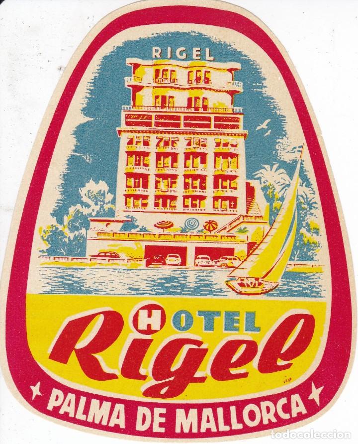 Etiquetas antiguas: ANTIGUA ETIQUETA DEL HOTEL RIGEL DE PALMA DE MALLORCA