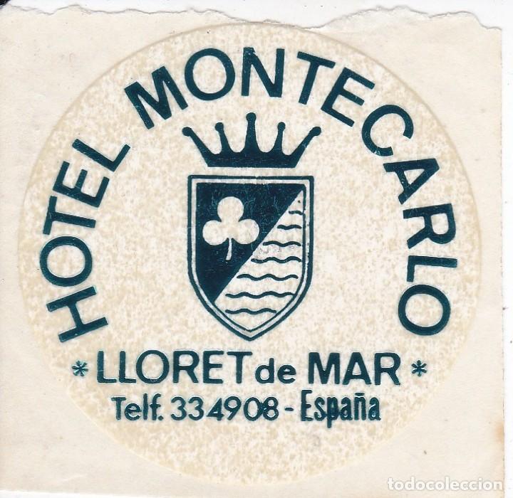 Etiquetas antiguas: ANTIGUA ETIQUETA DEL HOTEL MONTECARLO DE LLORET DE MAR