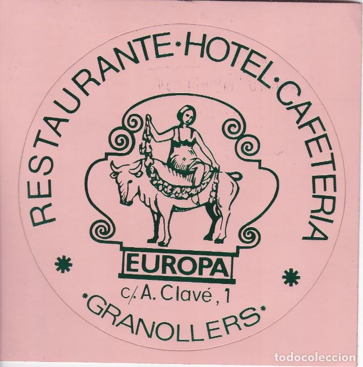 Etiquetas antiguas: ANTIGUA ETIQUETA DEL HOTEL EUROPA DE GRANOLLERS (COLOR NARANJA FOSFORESCENTE)