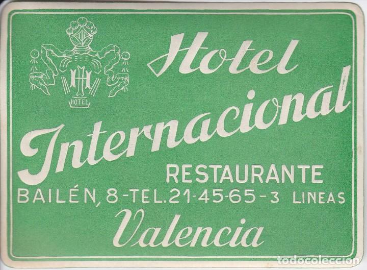 Etiquetas antiguas: ANTIGUA ETIQUETA DEL HOTEL INTERNACIONAL DE VALENCIA