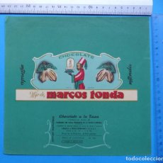 Etiquetas antiguas: ANTIGUA ETIQUETA CHOCOLATE HIJO DE MARCOS TONDA, VILLAJOYOSA, ALICANTE