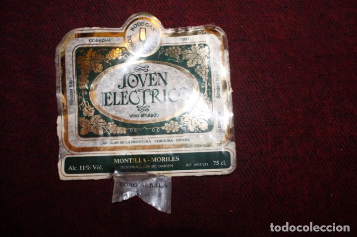 Etiquetas antiguas: ETIQUETA DE VINO JOVEN ELECTRICO-BODEGAS TORO ALBALA -AGUILAR DE LA FRONTERA-D.O.MONTILLA MORILES