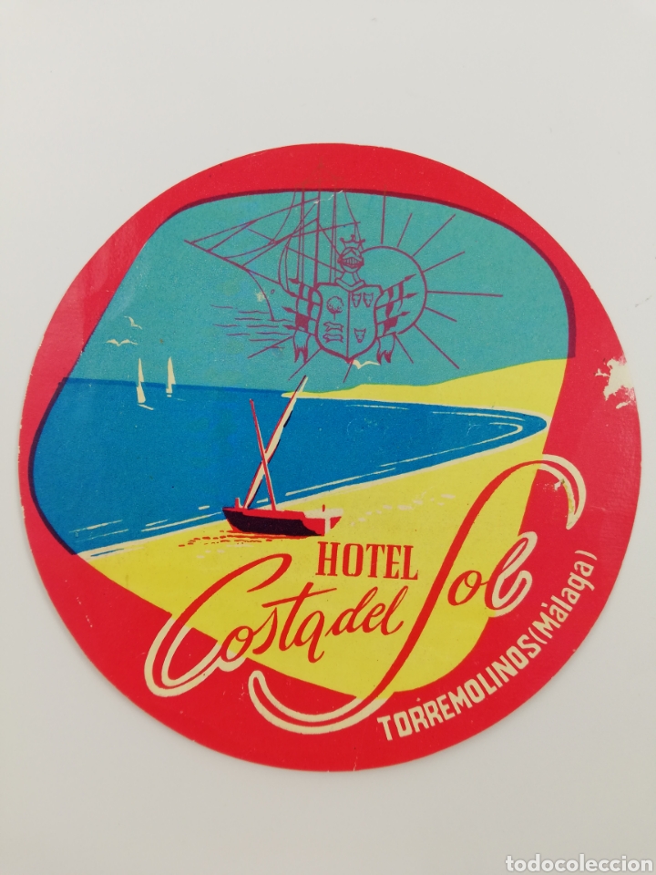 Etiquetas antiguas: ETIQUETA HOTEL COSTA DEL SOL, TORREMOLINOS MALAGA ANDALUCIA, LUGGAGE LABEL.