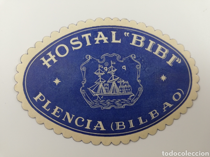 Etiquetas antiguas: ETIQUETA HOTEL HOSTAL BIBI, PLENCIA BILBAO, LUGGAGE LABEL.