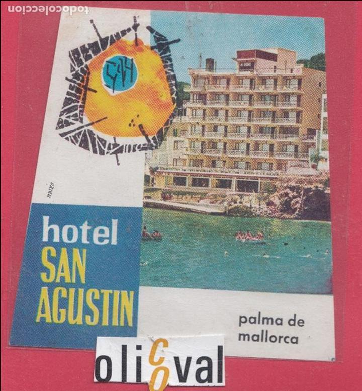 Etiquetas antiguas: ETIQUETA HOTEL BALEARES PALMA SAN AGUSTIN TROQUEL110X115 mm FIRMA ARIES EH 18.10.5