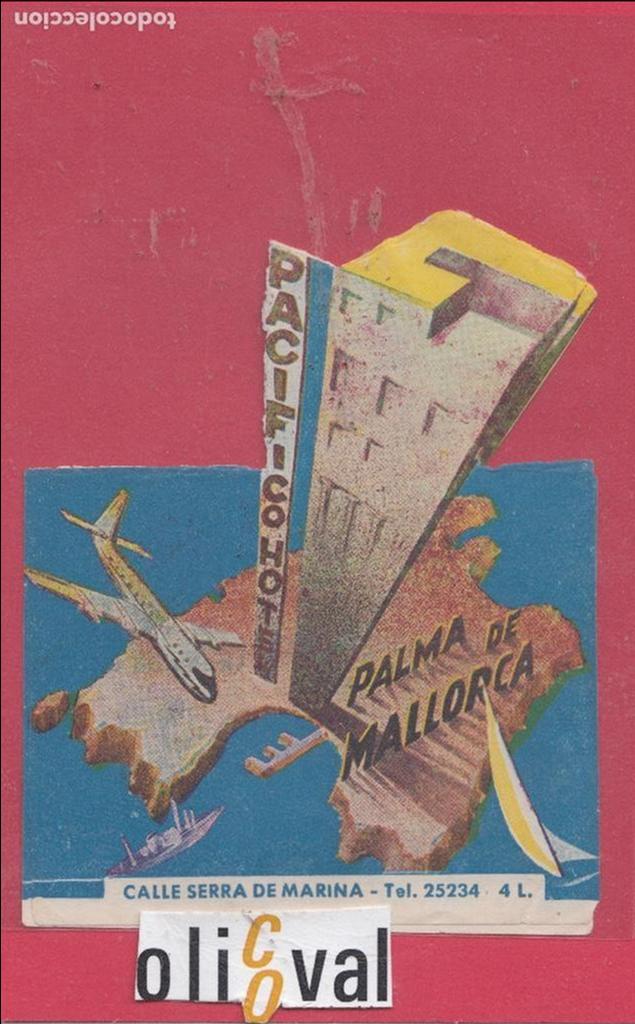 Etiquetas antiguas: ETIQUETA HOTEL PACIFICO PALMA DATADA TROQUEL IRREGULAR 125X 95mm E.HOTEL..18,12.jpeg