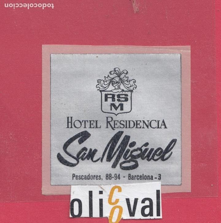 Etiquetas antiguas: ETIQUETA HOTEL SAN MIGUEL TROQUEL 70 X70 mm E.HOTEL..18,19..jpeg