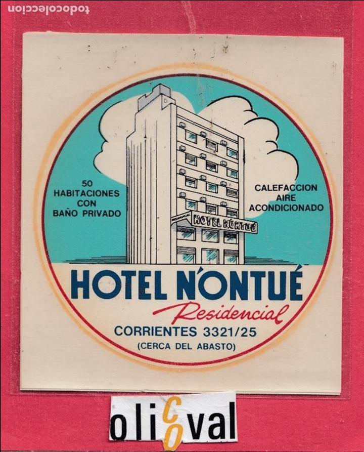 Etiquetas antiguas: ETIQUETA HOTEL MONTUE  BUENOS AIRES  ARGENTINAmm E.HOTEL..18,48