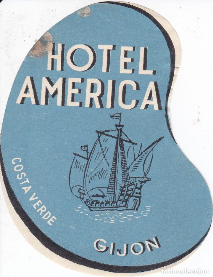 Etiquetas antiguas: ANTIGUA ETIQUETA DEL HOTEL AMERICA DE GIJON (ASTURIAS)