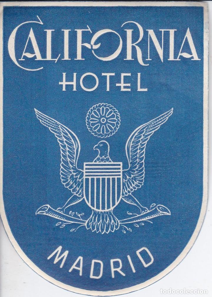 Etiquetas antiguas: ANTIGUA ETIQUETA DEL HOTEL CALIFORNIA DE MADRID