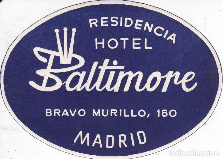 Etiquetas antiguas: ANTIGUA ETIQUETA DEL HOTEL BALTIMORE DE MADRID