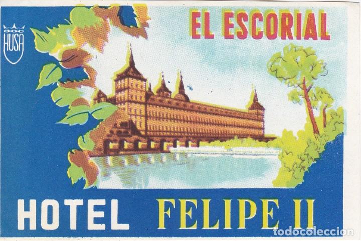 Etiquetas antiguas: ANTIGUA ETIQUETA DEL HOTEL FELIPE II DE EL ESCORIAL (MADRID)