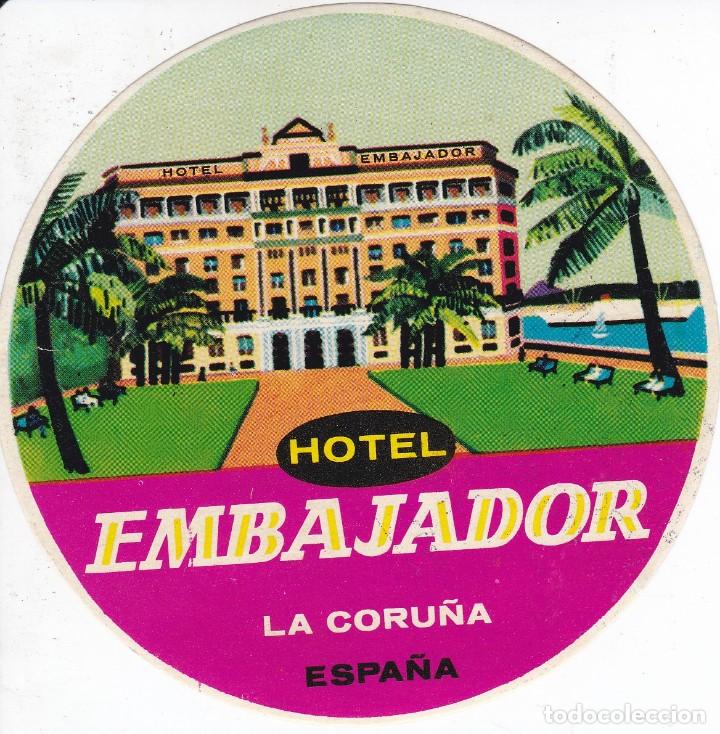Etiquetas antiguas: ANTIGUA ETIQUETA DEL HOTEL EMBAJADOR DE LA CORU&Ntilde;A