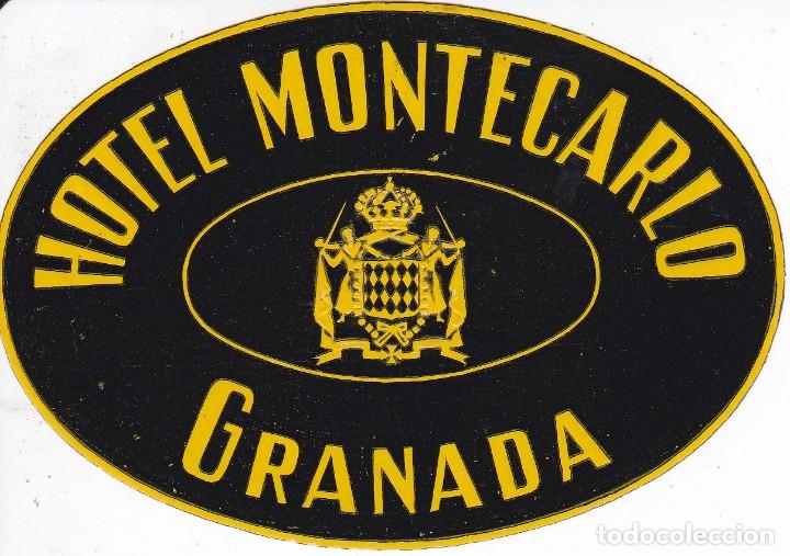 Etiquetas antiguas: ANTIGUA ETIQUETA DEL HOTEL MONTECARLO DE GRANADA