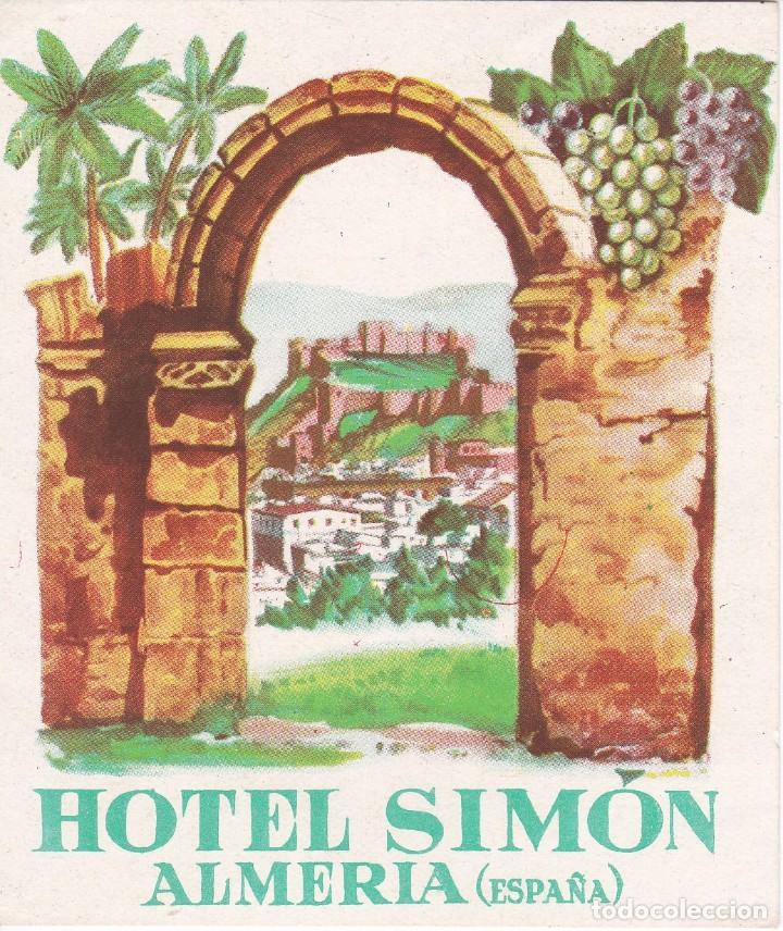 Etiquetas antiguas: ANTIGUA ETIQUETA DEL HOTEL SIMON DE ALMERIA