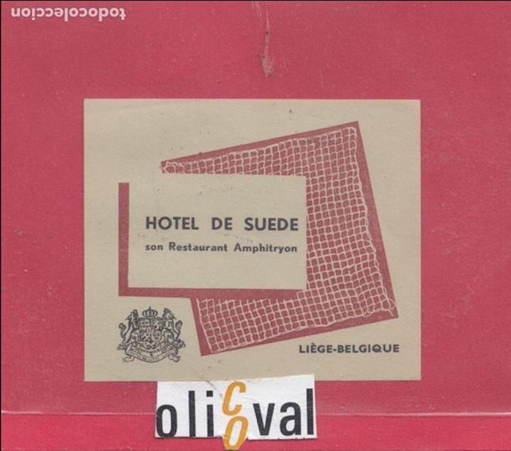 Etiquetas antiguas: ETIQUETA HOTEL DE SUDE LIEGE -BELGIQUE 90 X 75 mm E.HOTEL..18. 65jpeg