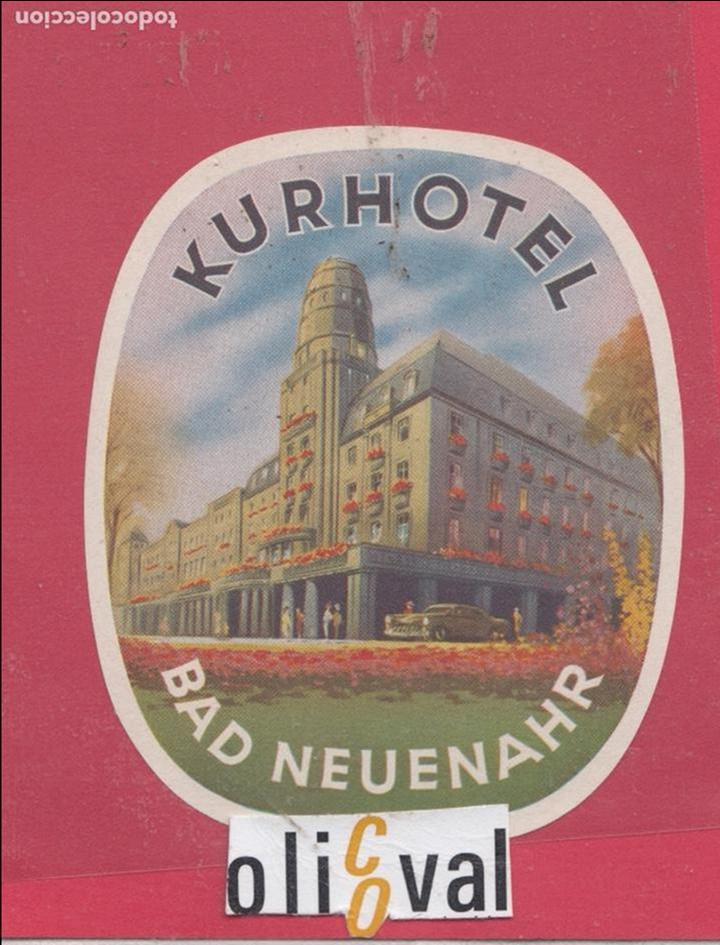 Etiquetas antiguas: ETIQUETA HOTEL KURHOTEL BAD NEUENAHR HOLANDA  TROQUEL GOMA 90 x110 mm E.HOTEL..18. 68.jpeg