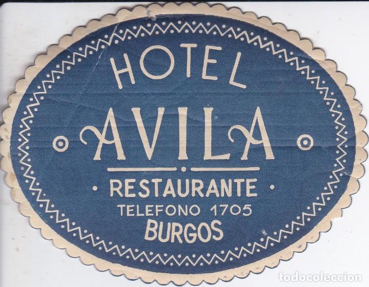 Etiquetas antiguas: ANTIGUA ETIQUETA DEL HOTEL AVILA DE BURGOS