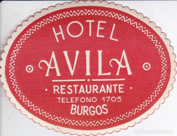 Etiquetas antiguas: ANTIGUA ETIQUETA DEL HOTEL AVILA DE BURGOS