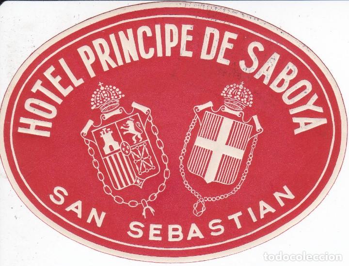 Etiquetas antiguas: ANTIGUA ETIQUETA DEL HOTEL PRINCIPE DE SABOYA DE SAN SEBASTIAN