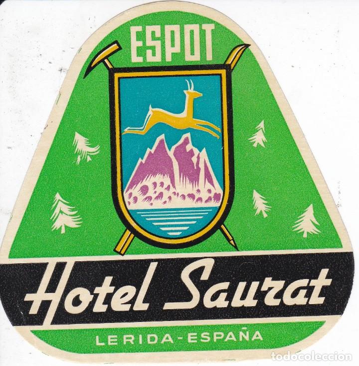 Etiquetas antiguas: ANTIGUA ETIQUETA DEL HOTEL SAURAT DE ESPOT (LERIDA-LLEIDA)