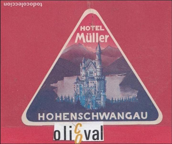 Etiquetas antiguas: ETIQUETA HOTEL M&Uuml;LLER HOHENSCHWANGAU TROQUEL GOMA 105 x120 mmE.HOTEL..18. 67.jpeg