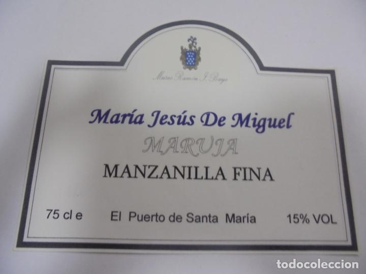 Etichette antiche: COPIA DE ETIQUETA. MARIA JESUS DE MIGUEL. MANZANILLA FINA MARUJA. 14 X 11CM
